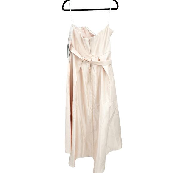 Alfred Sung D699S Strapless Pleated High/Low Sateen Twill Gown Blush Size 16 NWT - Picture 7 of 12
